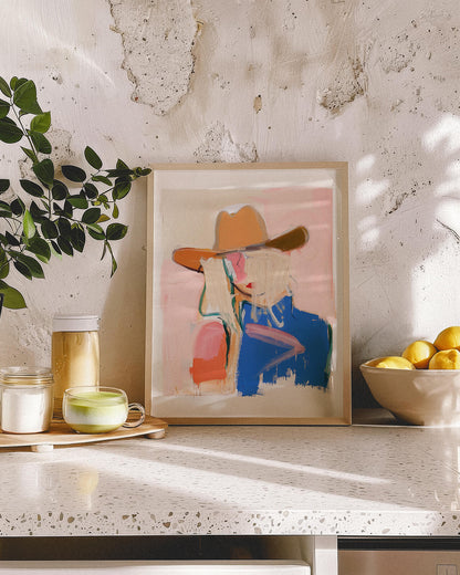 Abstract Coastal Cowgirl Painting Art Print