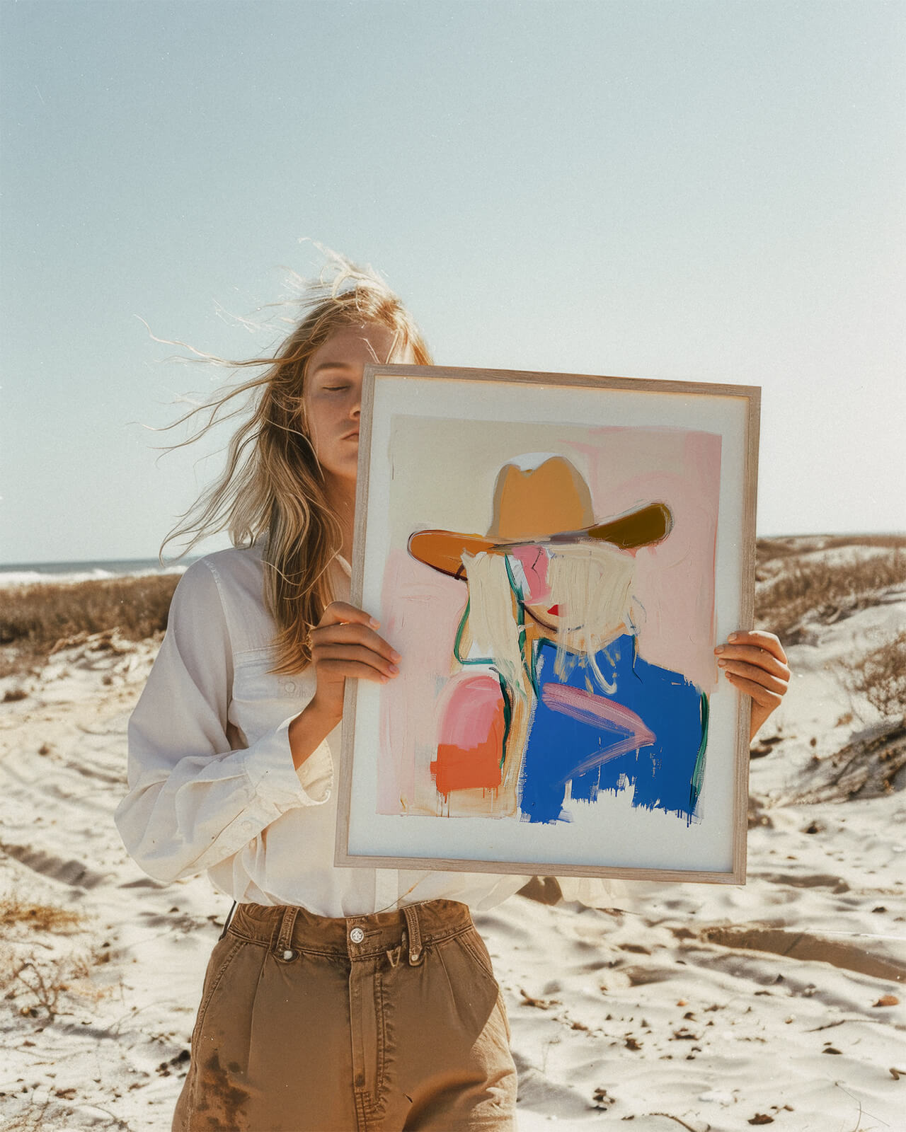 Abstract Coastal Cowgirl Painting Art Print