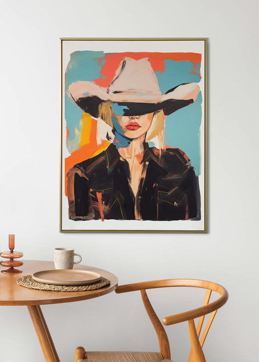 Western Abstract Cowgirl Painting Art Print