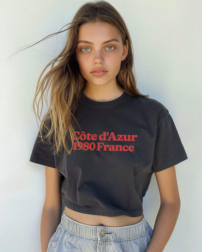 Côte d'Azur French Riviera 1980 France Crop Tee