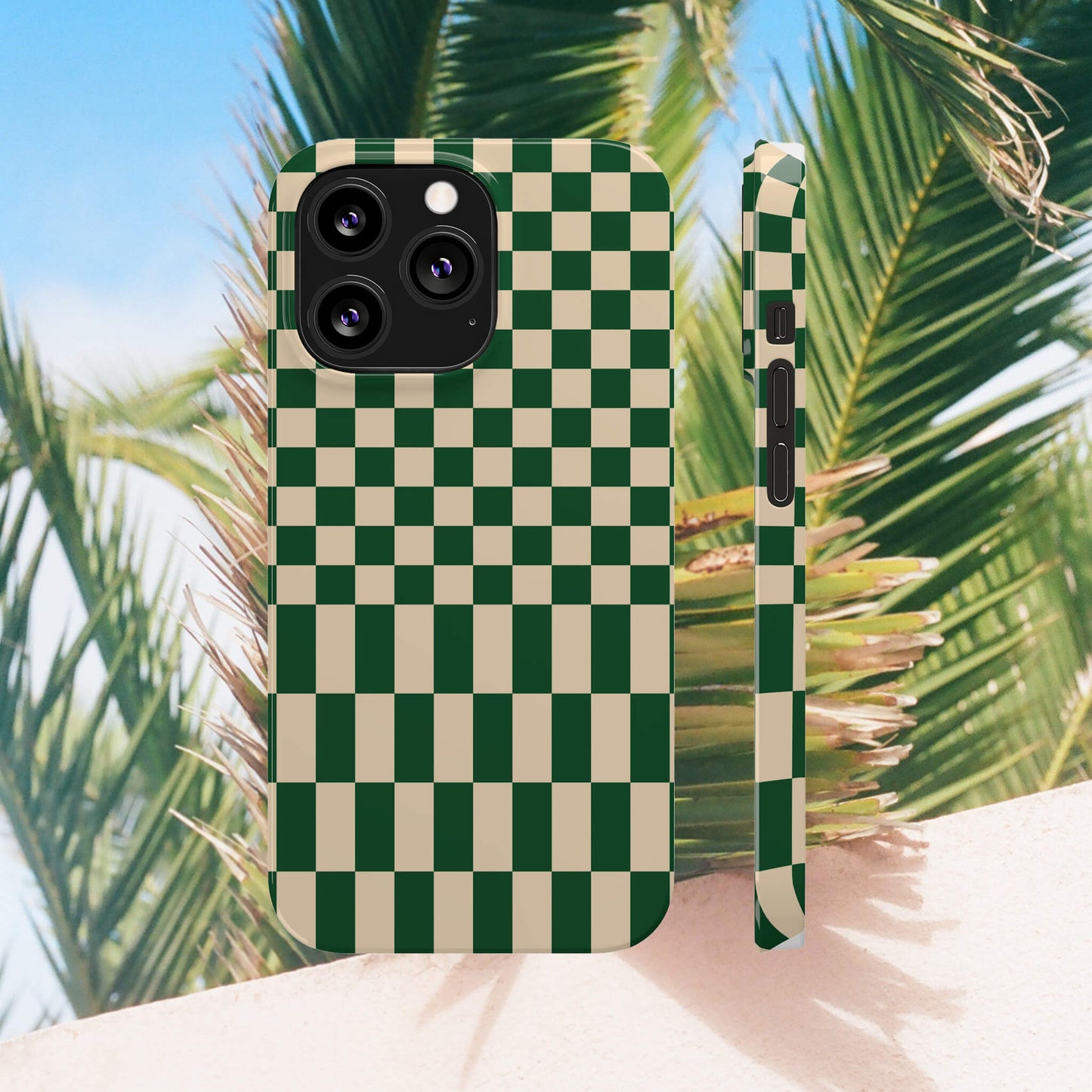 Old Money Aesthetic Green Checkerboard iPhone Case