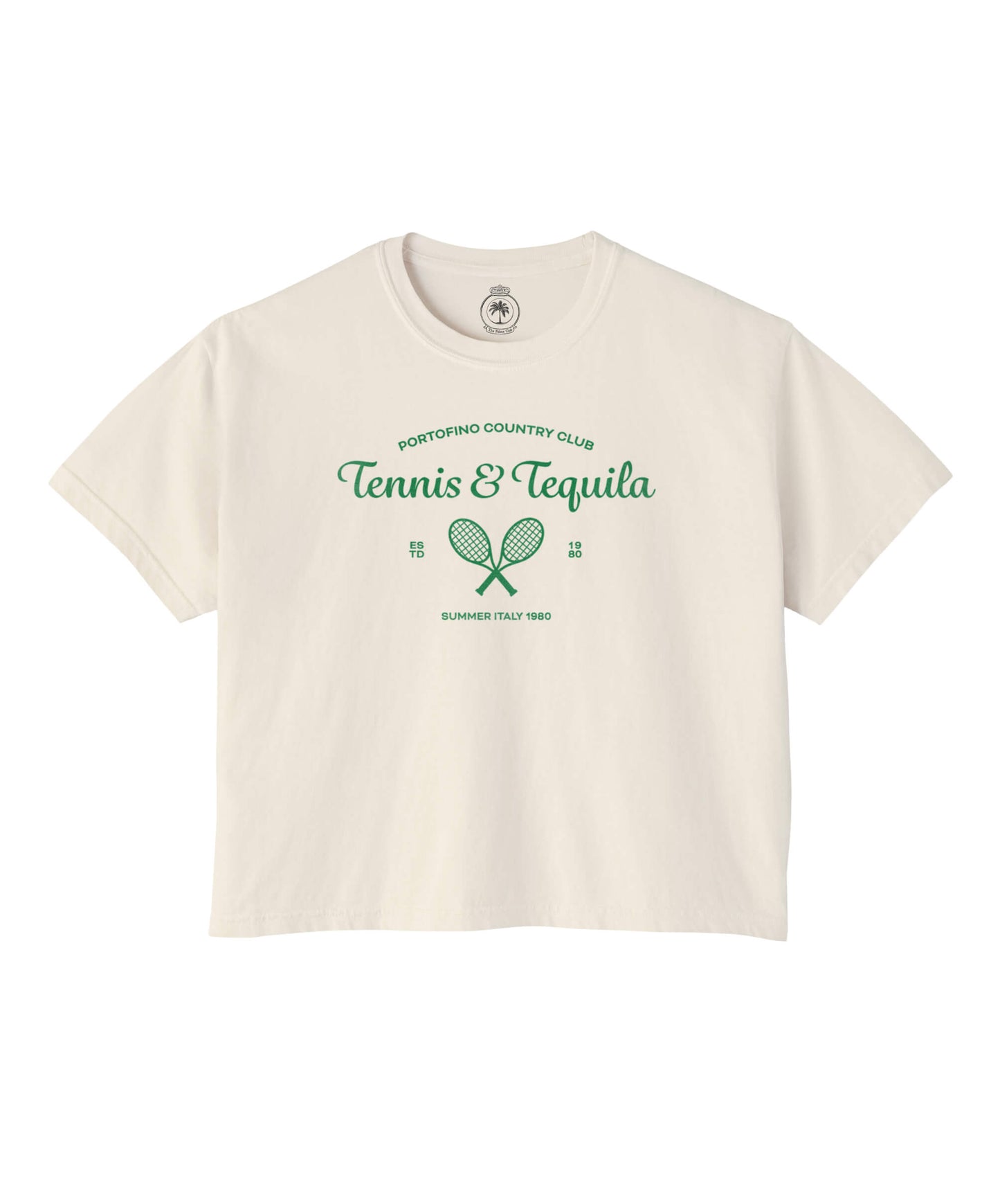 Portofino Tennis & Tequila Summer Italy Graphic Crop Tee