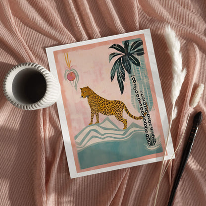 Leopard's Oasis Painting Art Print