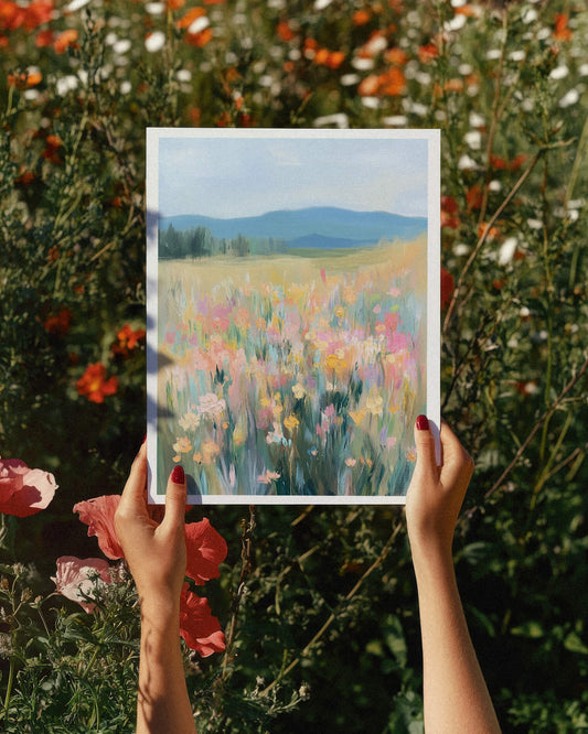 Countryside Meadow Painting Print