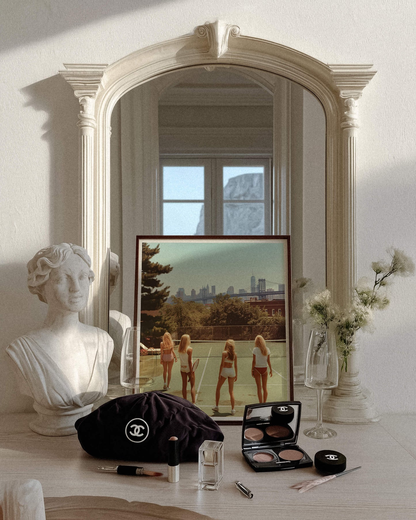 New York Tennis Court Girls Filmic Photo Print