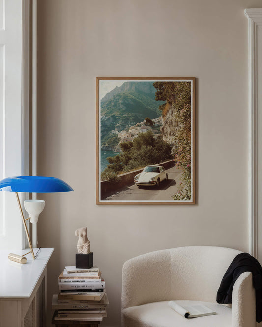 Amalfi Coast Vintage Porsche Print - Italian Riviera Wall Art