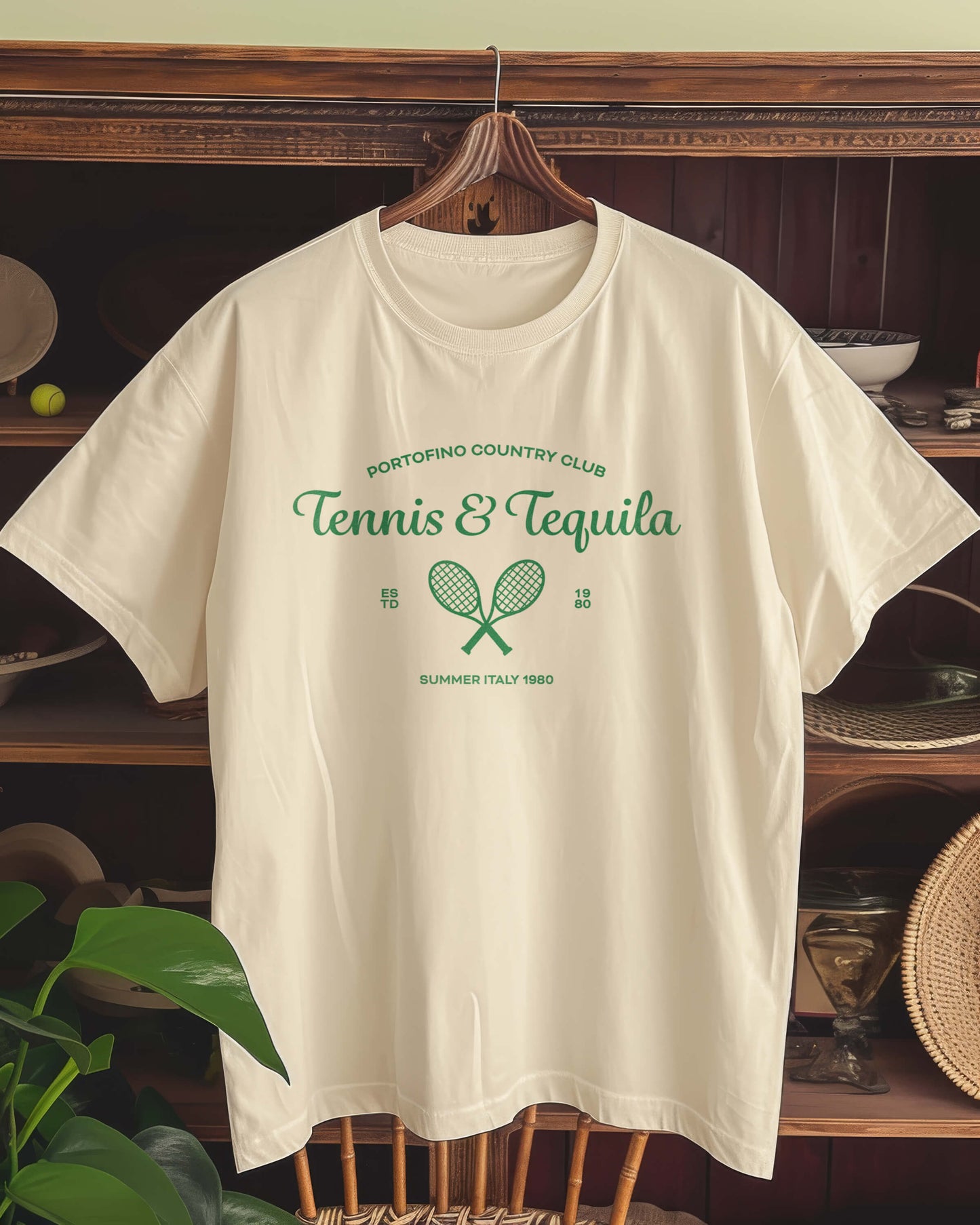 Vintage Portofino Tennis & Tequila Summer Italy 1980 T-Shirt