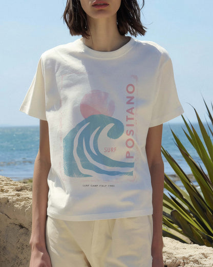 Positano Italy Surf Camp Graphic Tee - Pink