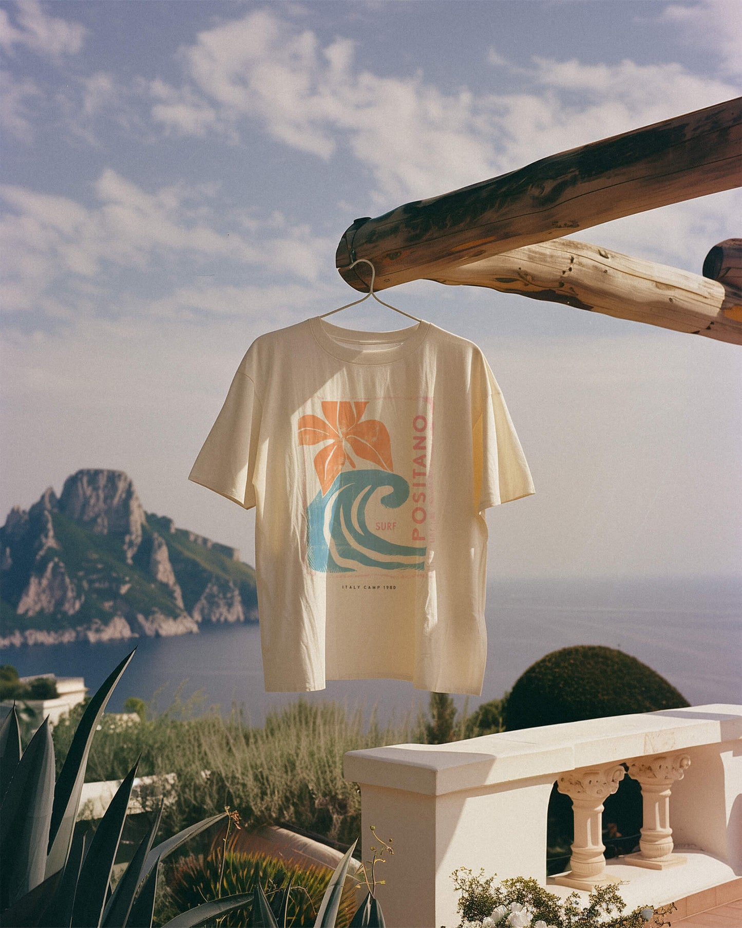 Positano Italy Surf Graphic Tee