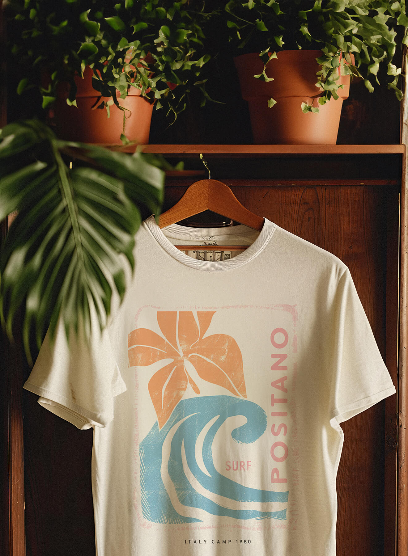 Positano Italy Surf Graphic Tee