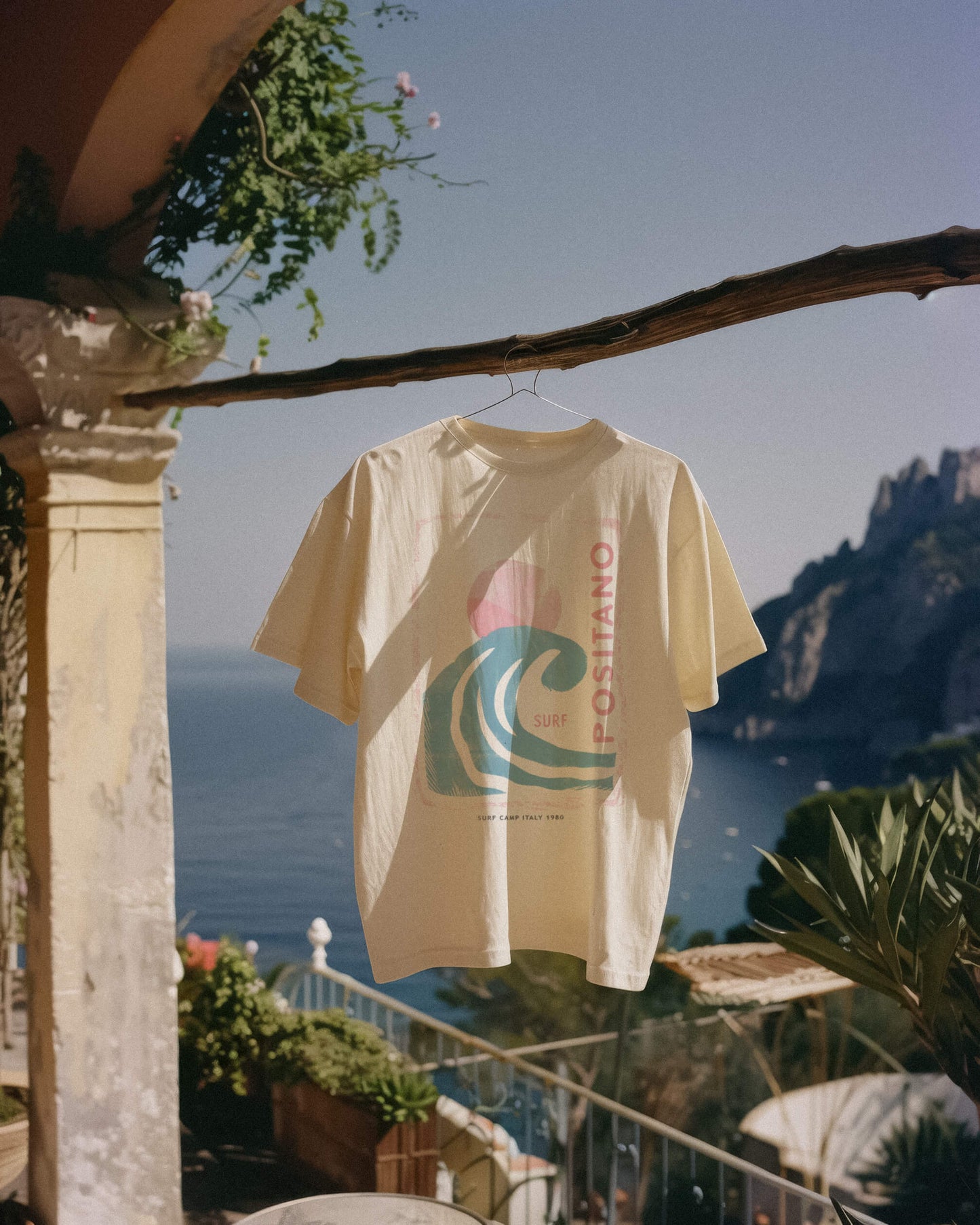 Positano Italy Surf Camp Graphic Tee - Pink