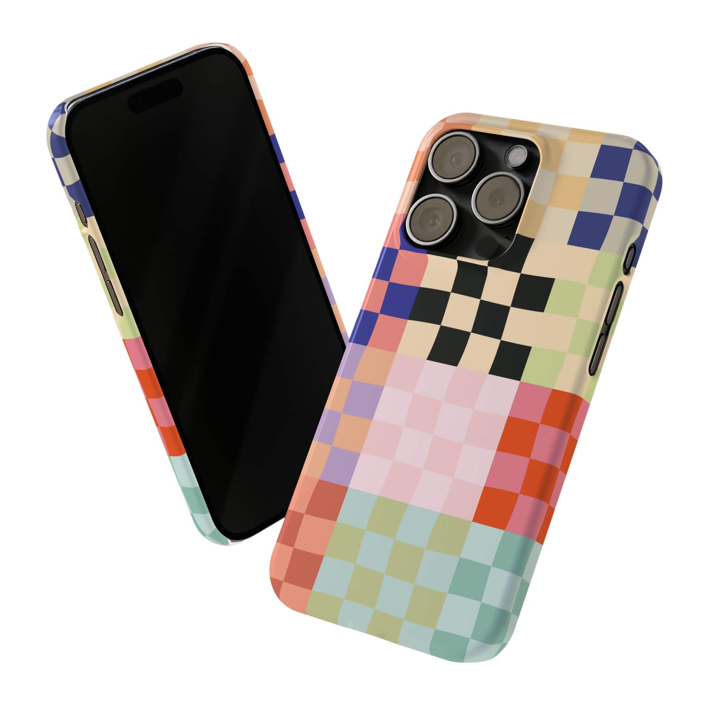 Colorful Retro Checkerboard Slim iPhone Case