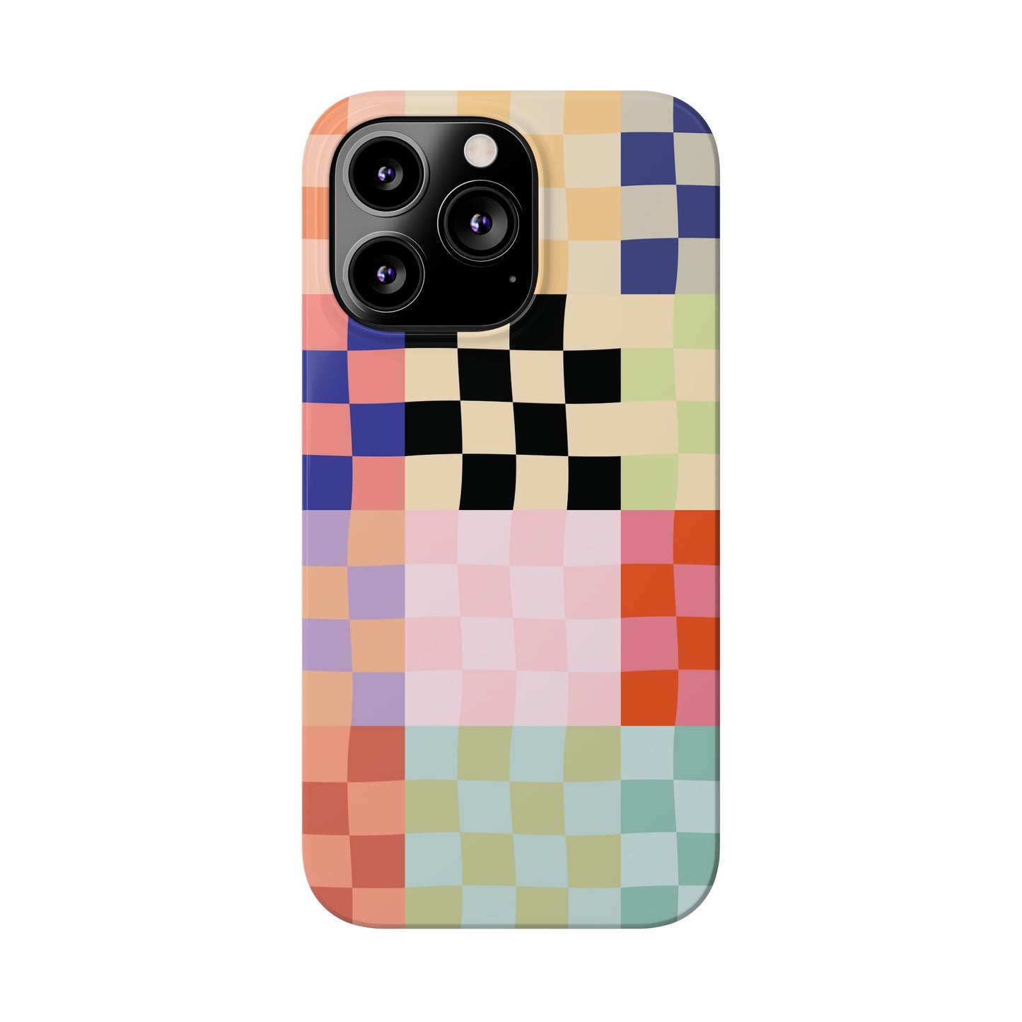 Colorful Retro Checkerboard Slim iPhone Case