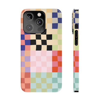 Colorful Retro Checkerboard Slim iPhone Case