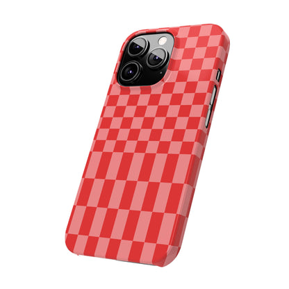 Bordeaux Red Checker Slim iPhone Case