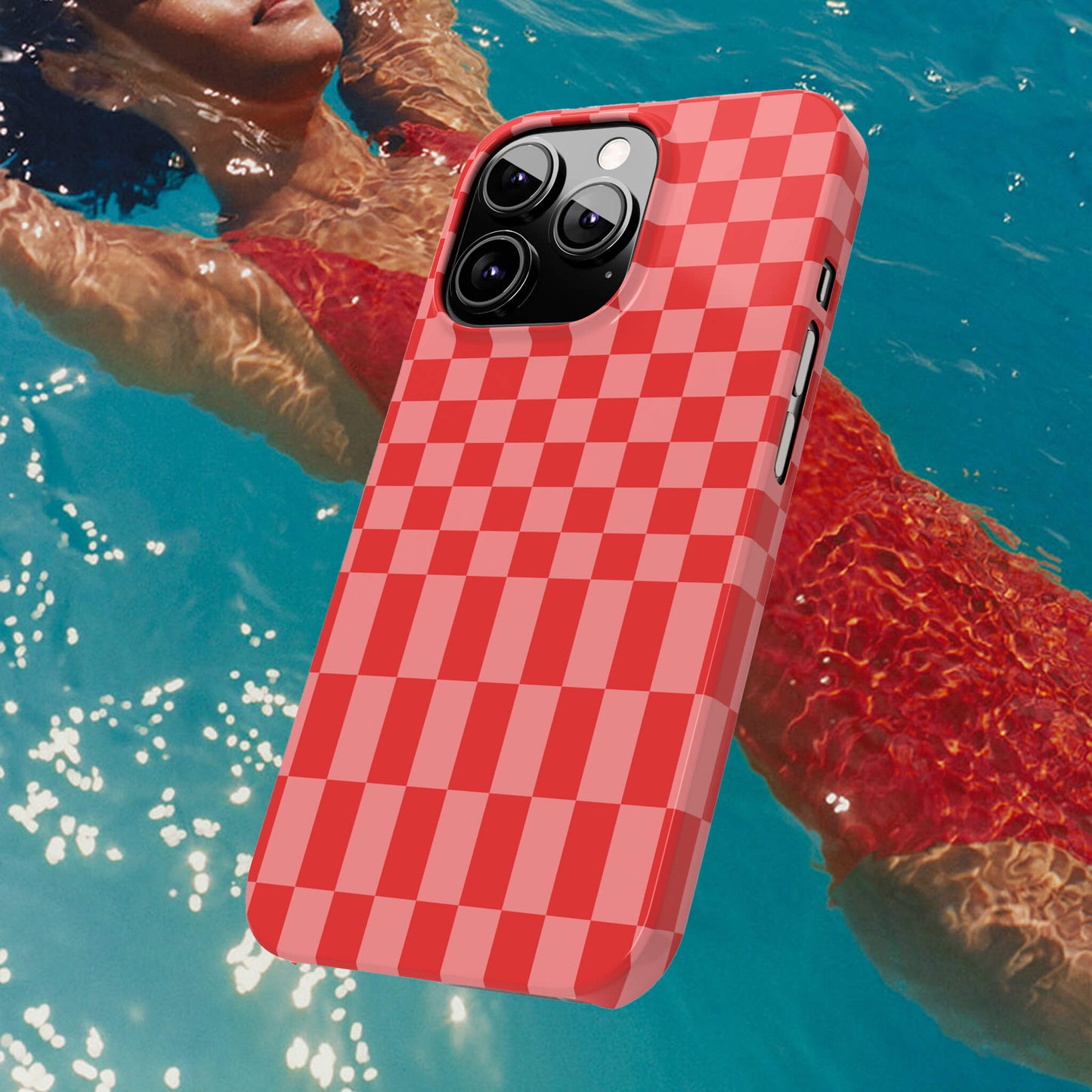 Bordeaux Red Checker Slim iPhone Case