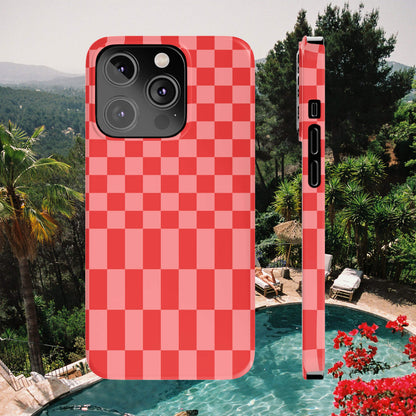 Bordeaux Red Checker Slim iPhone Case