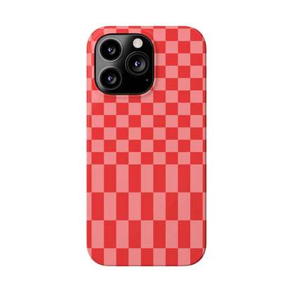 Bordeaux Red Checker Slim iPhone Case