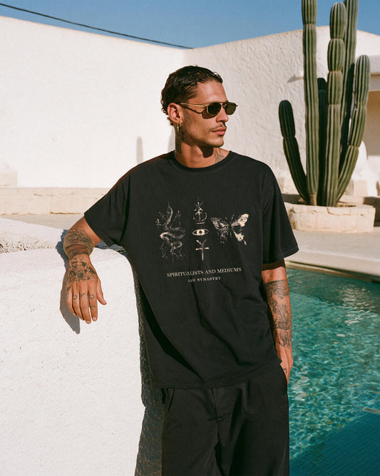 Spiritualist & Mediums Graphic Tee - 12H Synastry Oversized Boxy Shirt