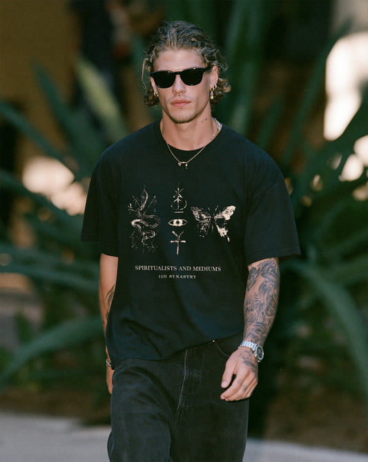 Spiritualist & Mediums Graphic Tee - 12H Synastry Oversized Boxy Shirt