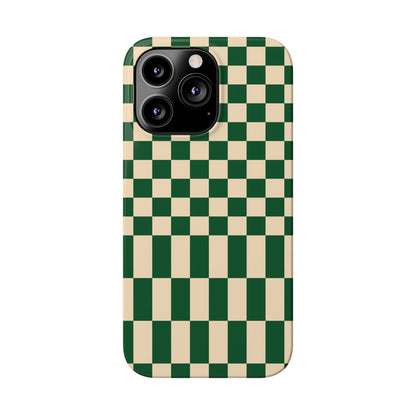 Old Money Aesthetic Green Checkerboard iPhone Case