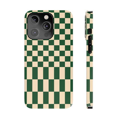 Old Money Aesthetic Green Checkerboard iPhone Case