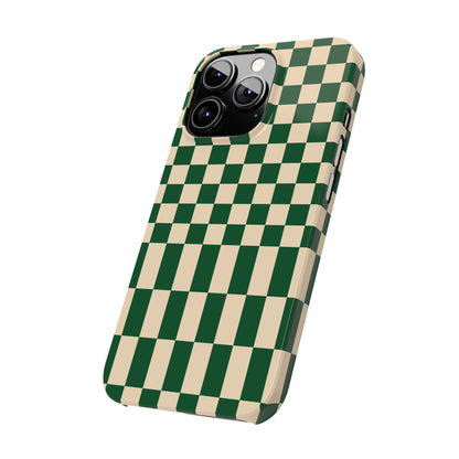 Old Money Aesthetic Green Checkerboard iPhone Case