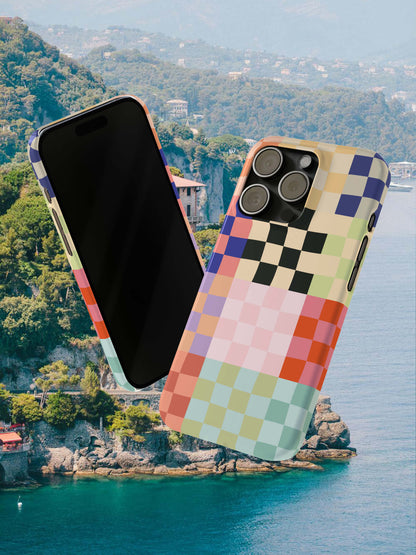 Colorful Retro Checkerboard Slim iPhone Case