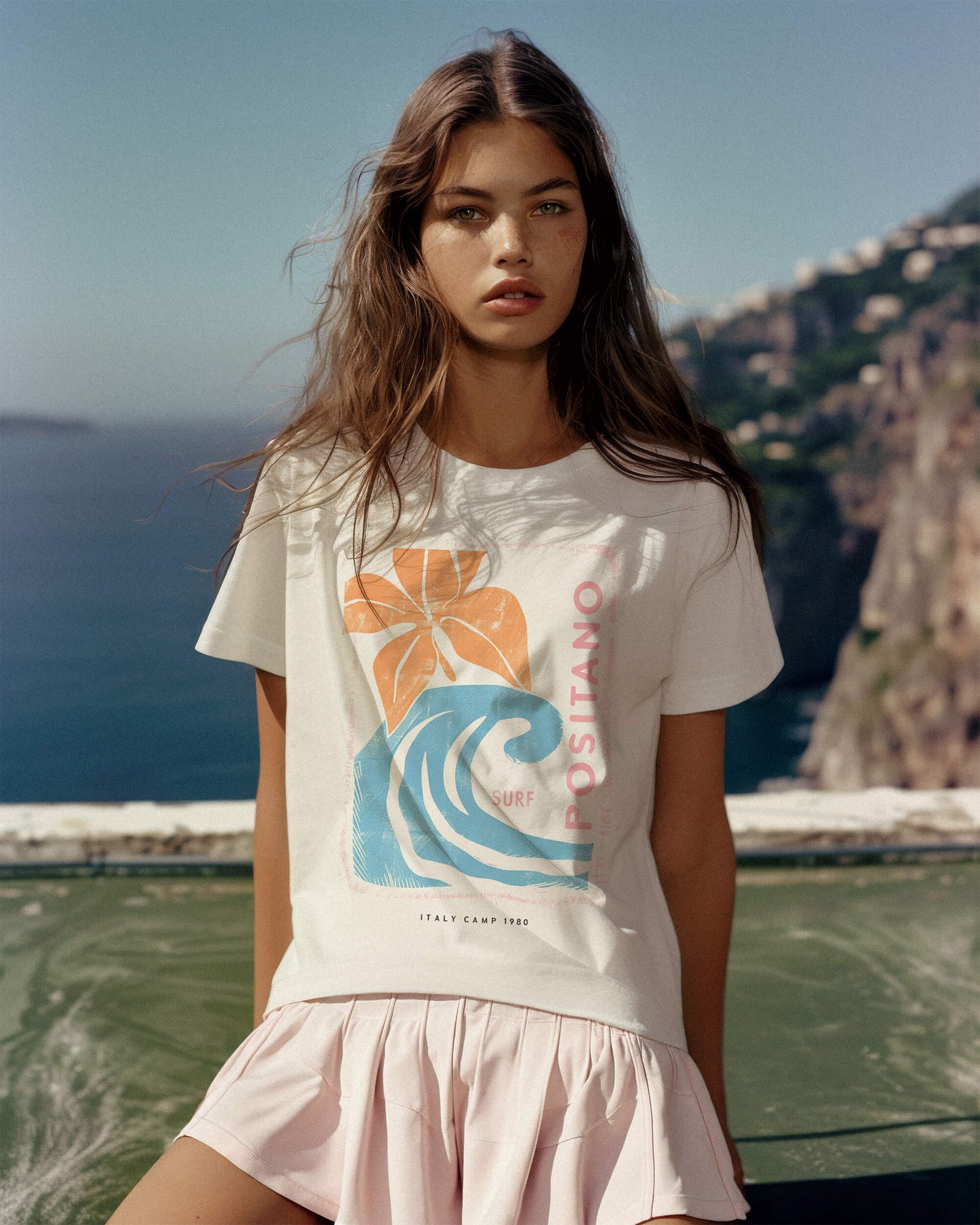 Positano Italy Surf Graphic Tee